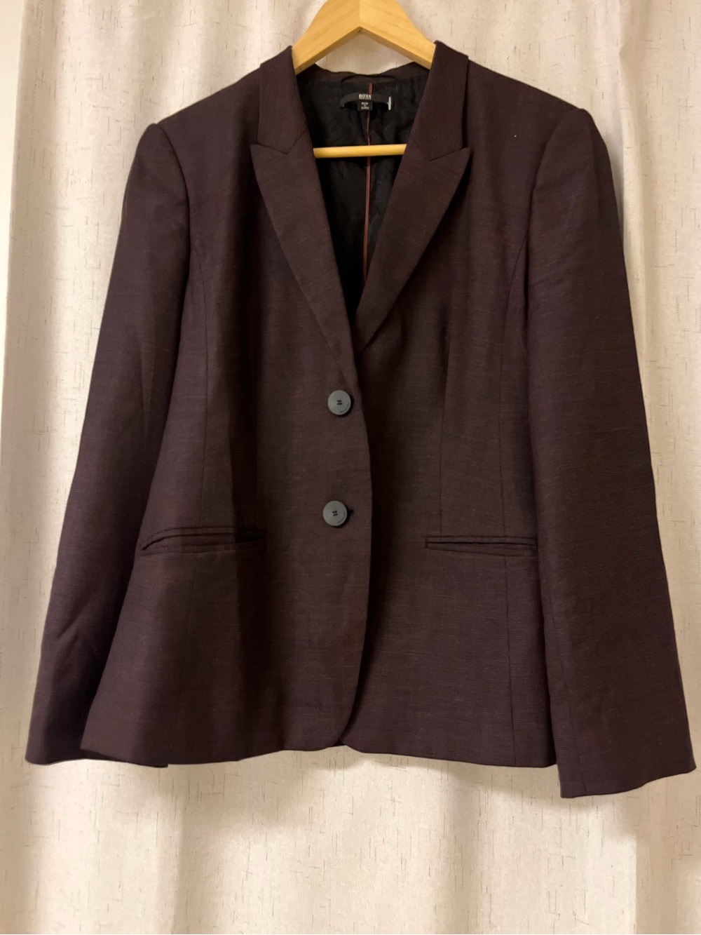 BOSS Hugo Boss Jannami1 Virgin Wool Blend Blazer Jacket - Size 8 - Dark Wine